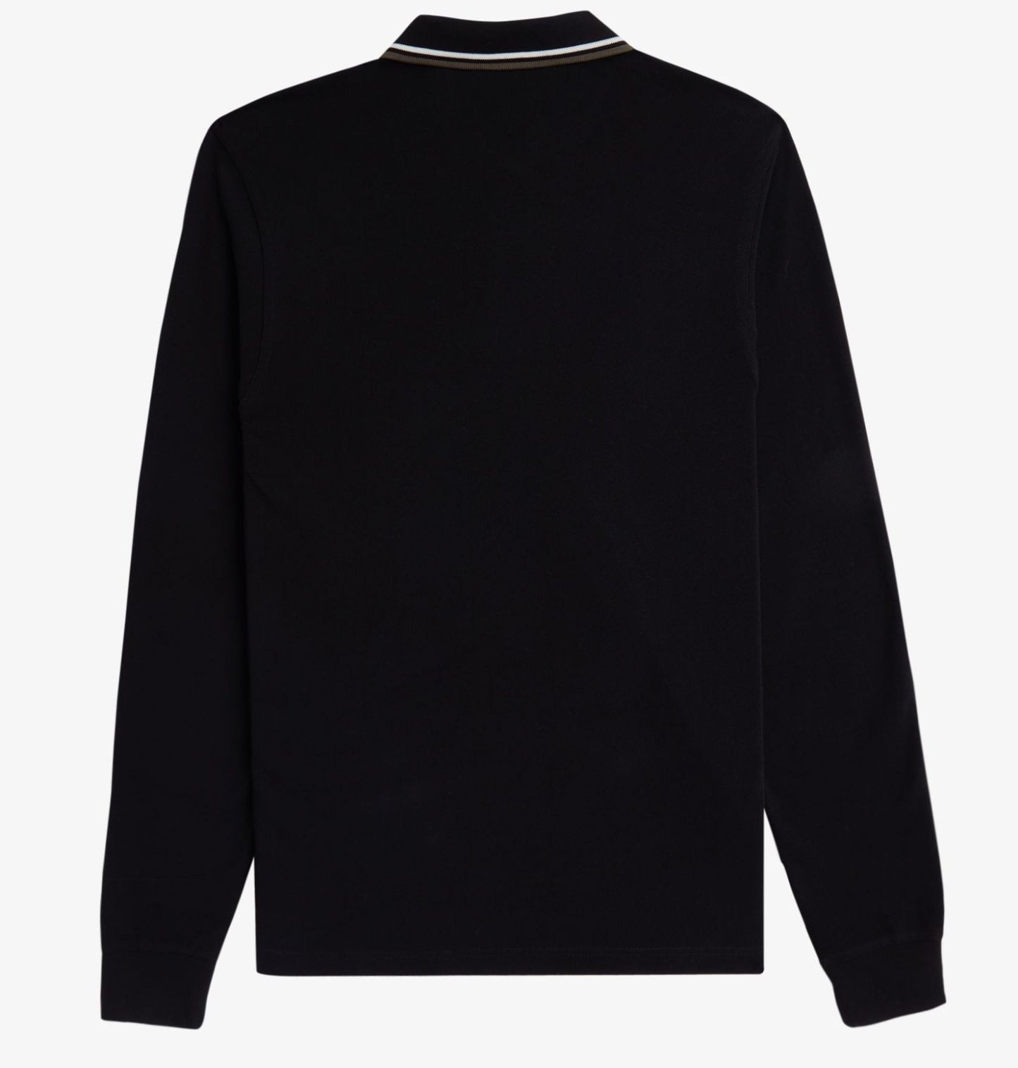 FRED PERRY TWIN TIPPED COTTON LONG SLEEVE POLO SHIRT BLACK RRP £95 NEW
