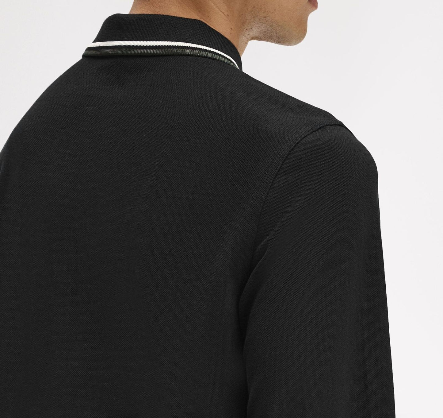 FRED PERRY TWIN TIPPED COTTON LONG SLEEVE POLO SHIRT BLACK RRP £95 NEW