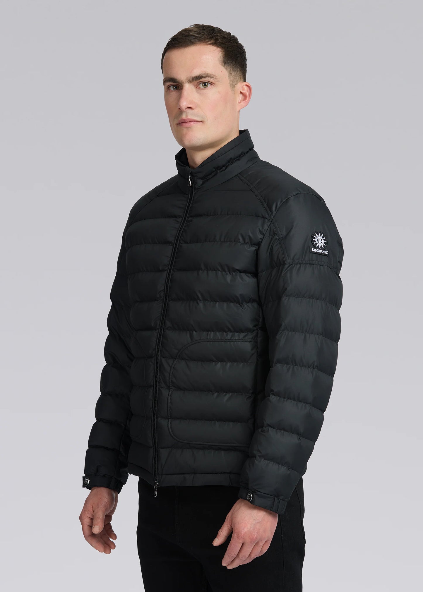 SANDBANKS RACER MICRO DOWN PUFFA JACKET RECYCLED POLYESTER BLACK RRP £365 NEW