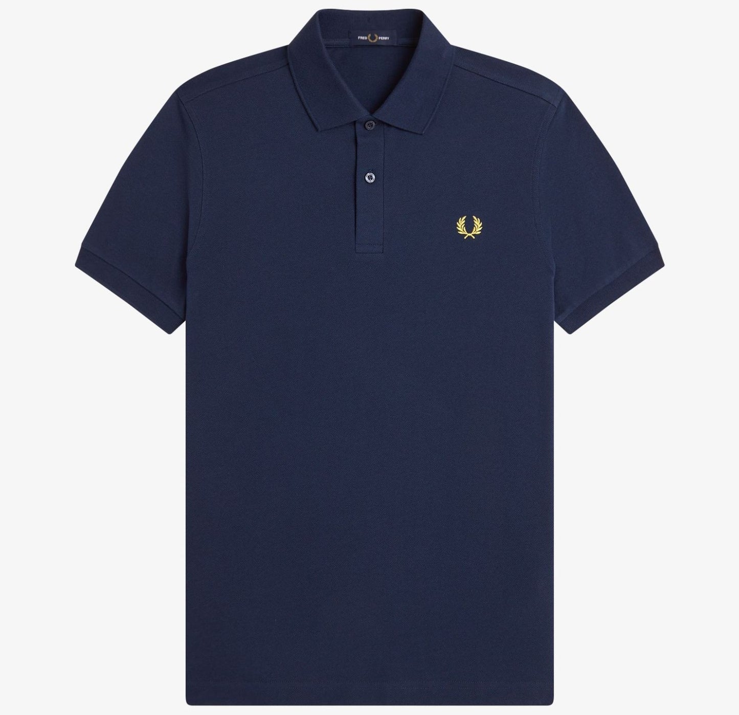 FRED PERRY PIQUE COTTON POLO SHIRT TENNIS BLUE/LEMON BARLEY LARGE RRP £80 BNWT