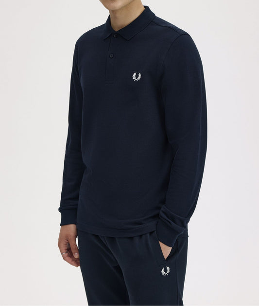 FRED PERRY LONG SLEEVE PIQUE COTTON POLO SHIRT NAVY BLUE 2XL RRP £90 BNWT