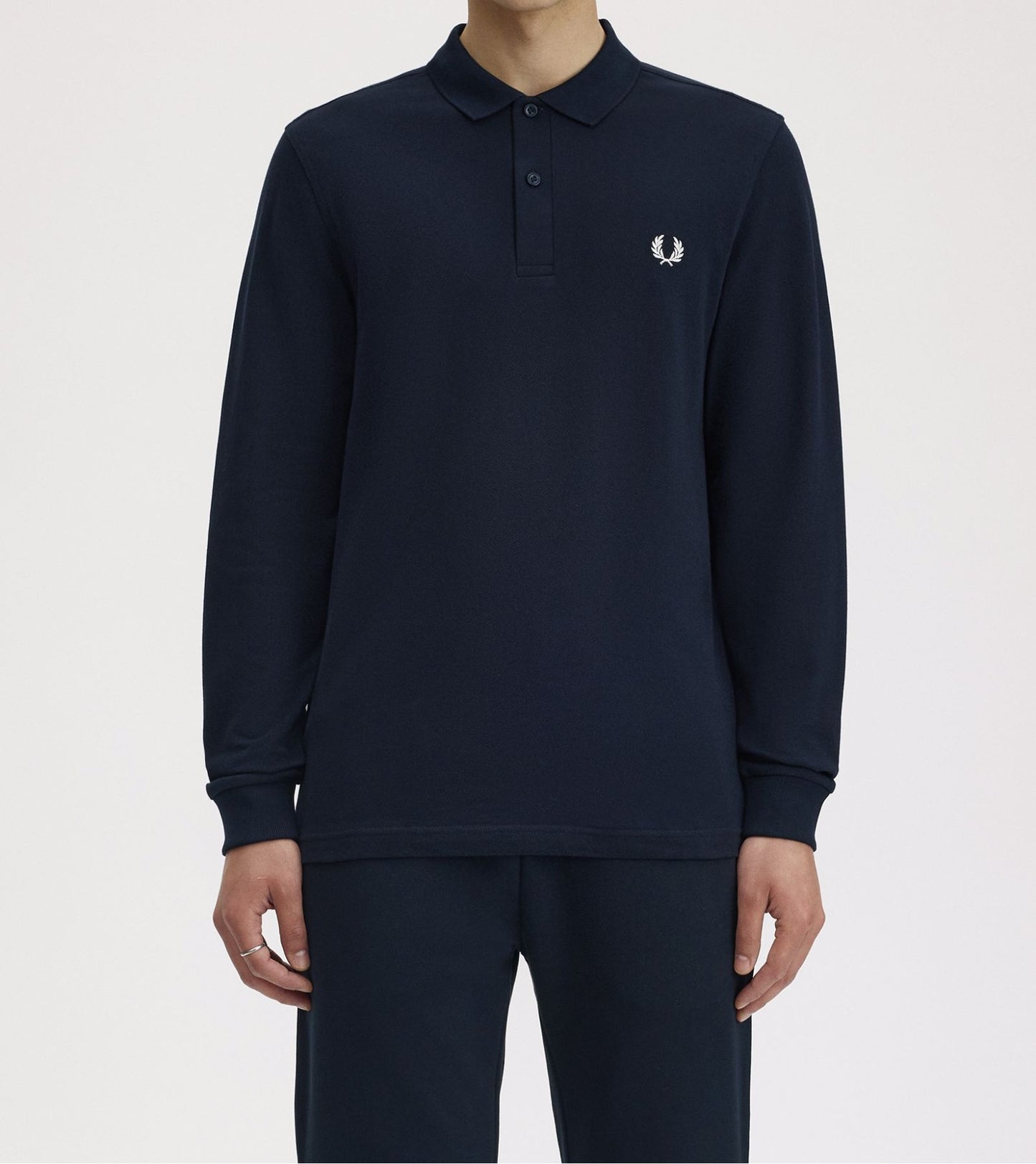 FRED PERRY LONG SLEEVE PIQUE COTTON POLO SHIRT NAVY BLUE 2XL RRP £90 BNWT
