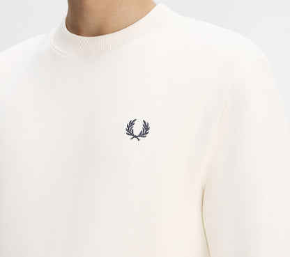 FRED PERRY COTTON FLEECE CREW NECK SWEATSHIRT ECRU/TENNIS BALL YELLOW/ANCHOR GREY XL RRP £90 BNWT