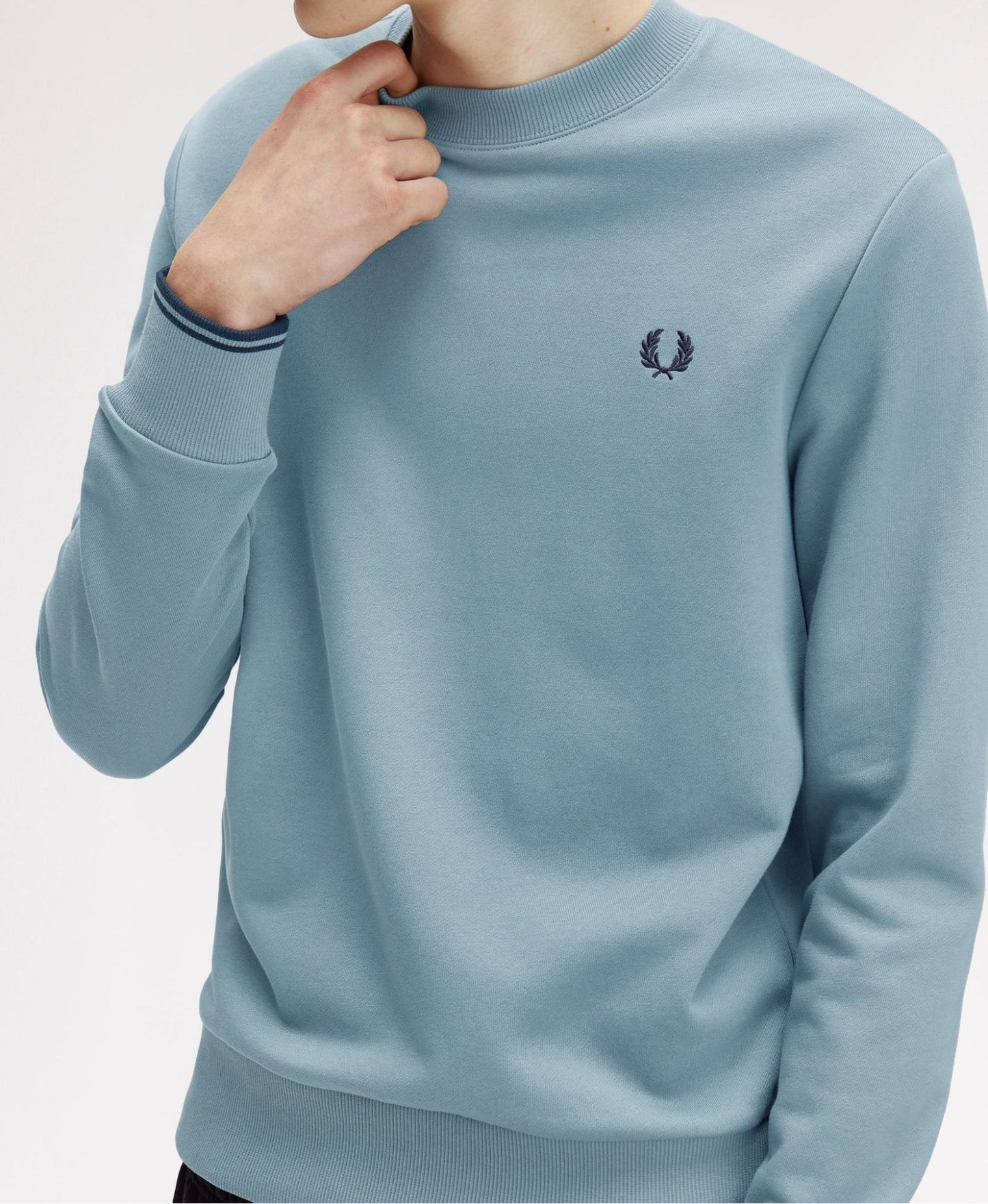 FRED PERRY COTTON FLEECE CREW NECK SWEATSHIRT STOCKPORT BLUE 2XL RRP £90 BNWT