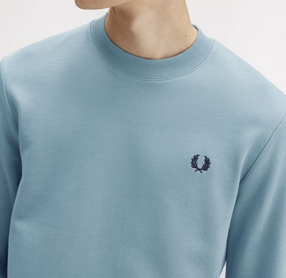 FRED PERRY COTTON FLEECE CREW NECK SWEATSHIRT STOCKPORT BLUE 2XL RRP £90 BNWT