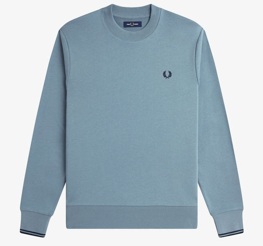 FRED PERRY COTTON FLEECE CREW NECK SWEATSHIRT STOCKPORT BLUE 2XL RRP £90 BNWT