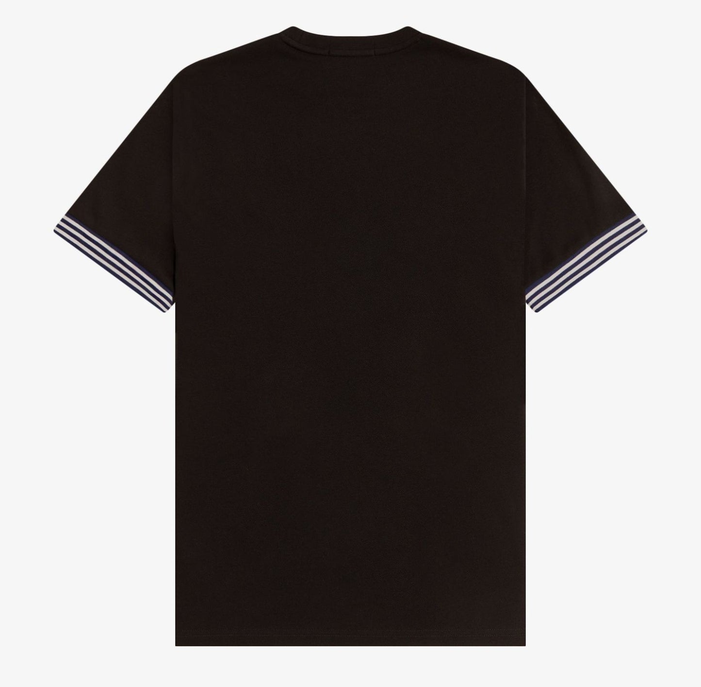 FRED PERRY STRIPED CUFF PIQUE COTTON T-SHIRT BLACK LARGE RRP £60 BNWT