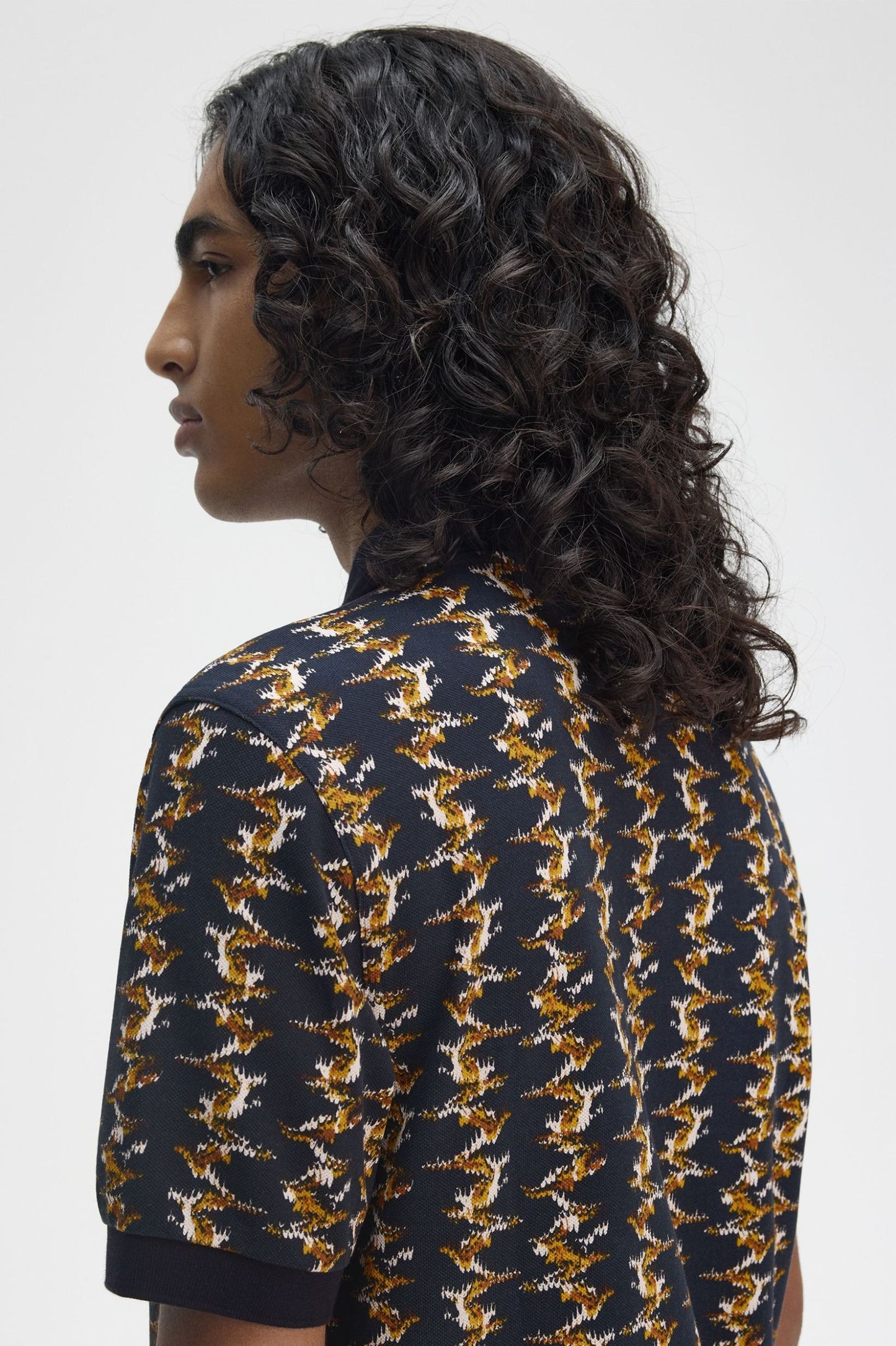 FRED PERRY PIQUE COTTON GRAPHIC PRINT POLO SHIRT NAVY 2XL RRP £95 BNWT