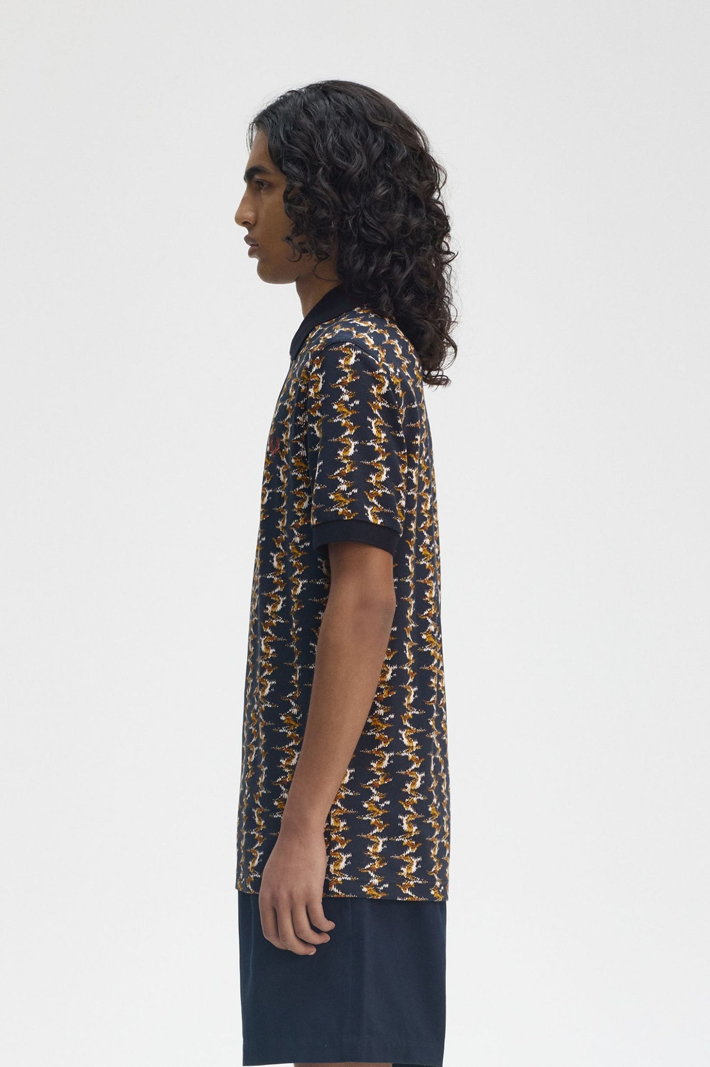 FRED PERRY PIQUE COTTON GRAPHIC PRINT POLO SHIRT NAVY 2XL RRP £95 BNWT