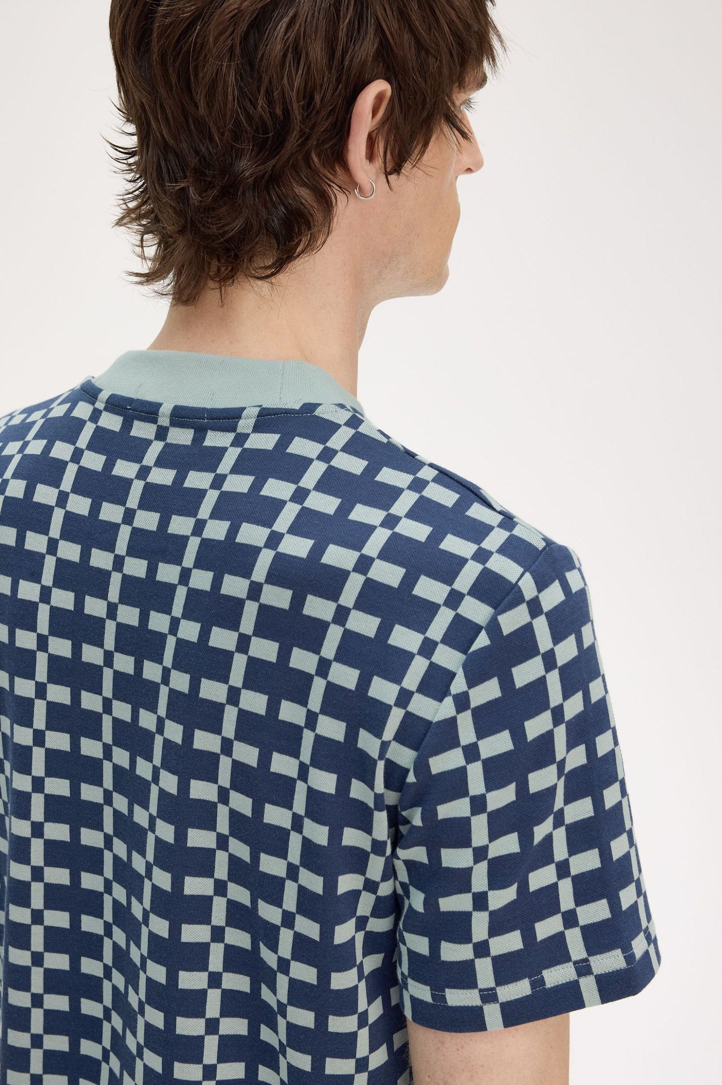 FRED PERRY GEOMETRIC COTTON T-SHIRT SILVER BLUE 2XL RRP £80 BNWT