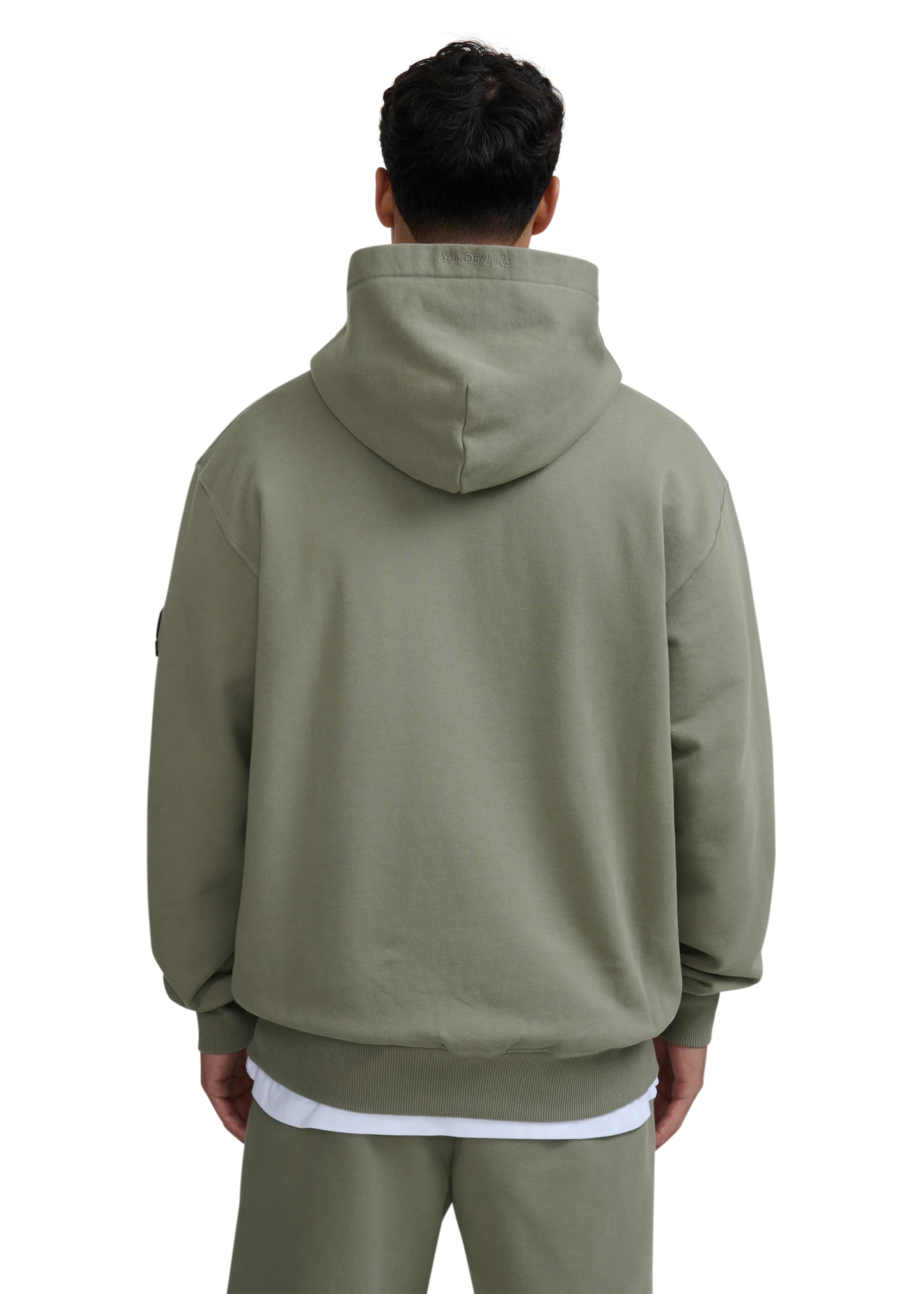 SANDBANKS BADGE LOGO COTTON FLEECE HOODIE SWEATSHIRT ARMY GREEN 3XL RRP £155 NEW