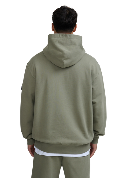 SANDBANKS BADGE LOGO COTTON FLEECE HOODIE SWEATSHIRT ARMY GREEN 3XL RRP £155 NEW