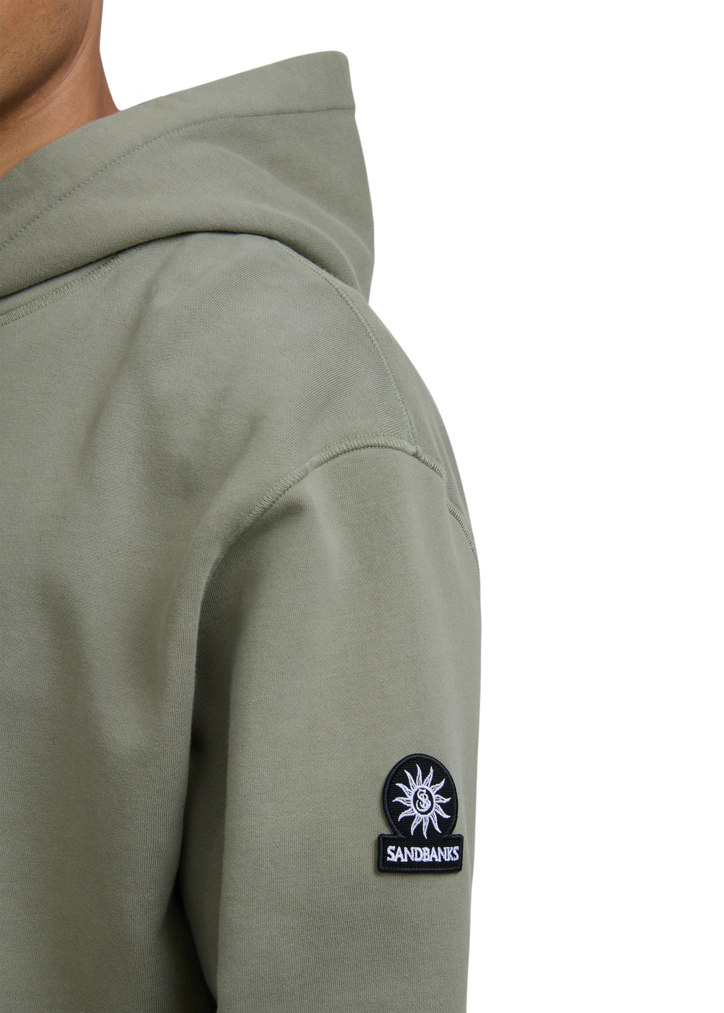SANDBANKS BADGE LOGO COTTON FLEECE HOODIE SWEATSHIRT ARMY GREEN 3XL RRP £155 NEW