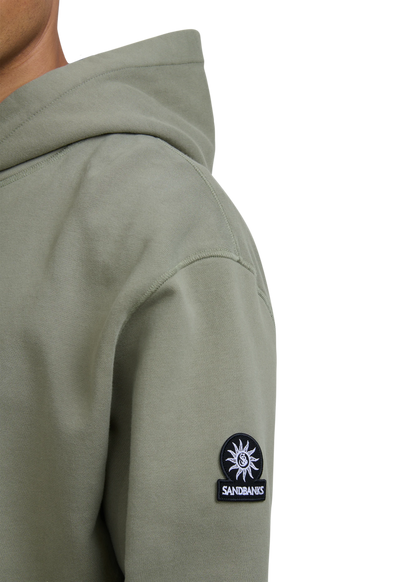 SANDBANKS BADGE LOGO COTTON FLEECE HOODIE SWEATSHIRT ARMY GREEN 3XL RRP £155 NEW