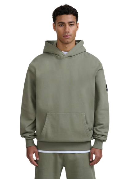 SANDBANKS BADGE LOGO COTTON FLEECE HOODIE SWEATSHIRT ARMY GREEN 3XL RRP £155 NEW