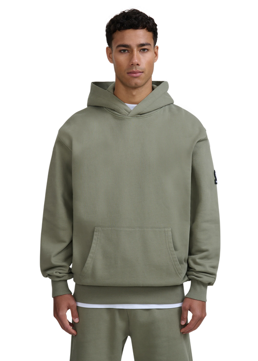 SANDBANKS BADGE LOGO COTTON FLEECE HOODIE SWEATSHIRT ARMY GREEN 3XL RRP £155 NEW