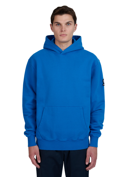 SANDBANKS BADGE LOGO COTTON FLEECE HOODIE SWEATSHIRT COBALT BLUE RRP £185