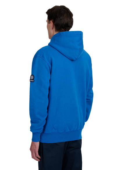 SANDBANKS BADGE LOGO COTTON FLEECE HOODIE SWEATSHIRT COBALT BLUE RRP £185