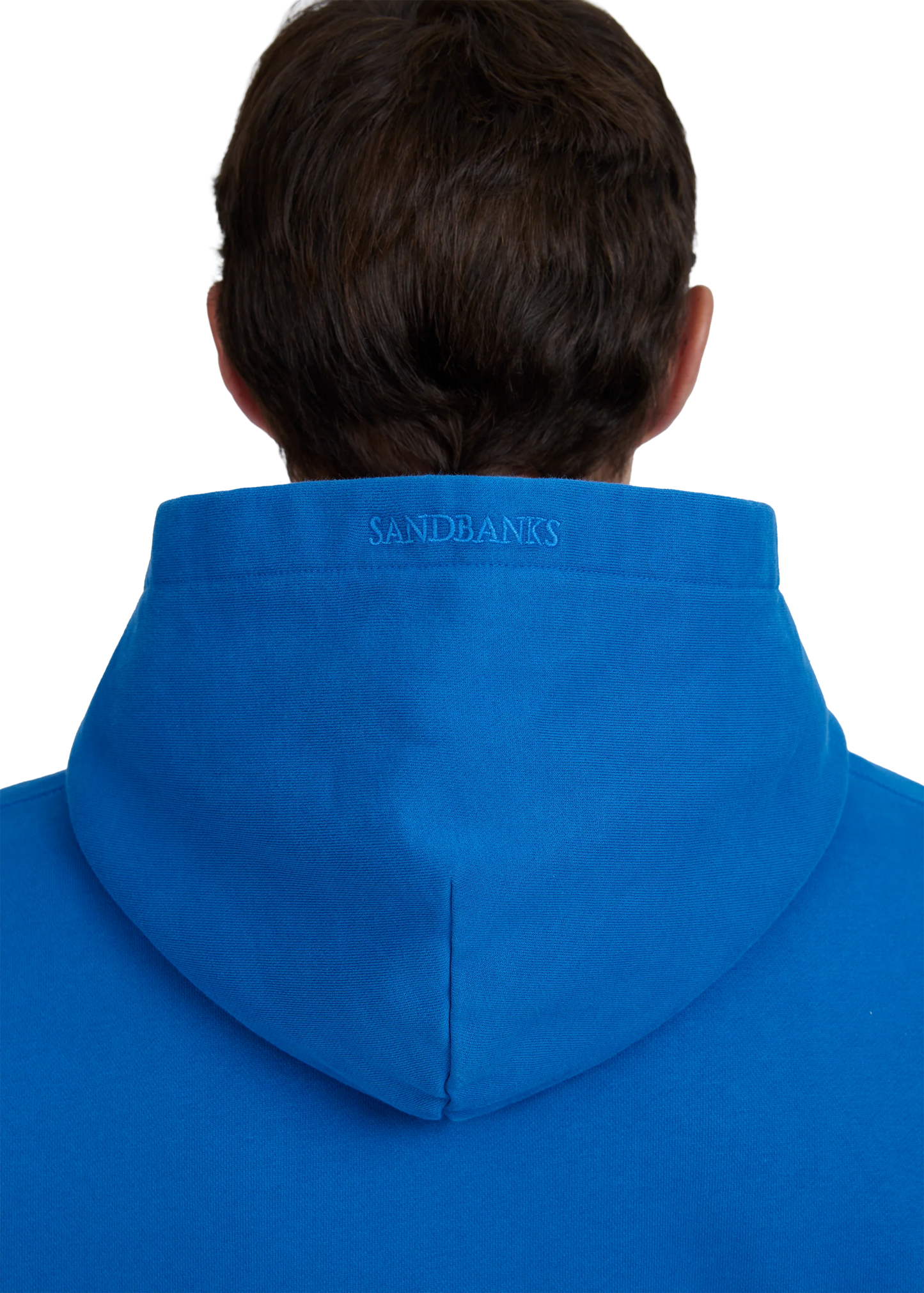 SANDBANKS BADGE LOGO COTTON FLEECE HOODIE SWEATSHIRT COBALT BLUE RRP £185