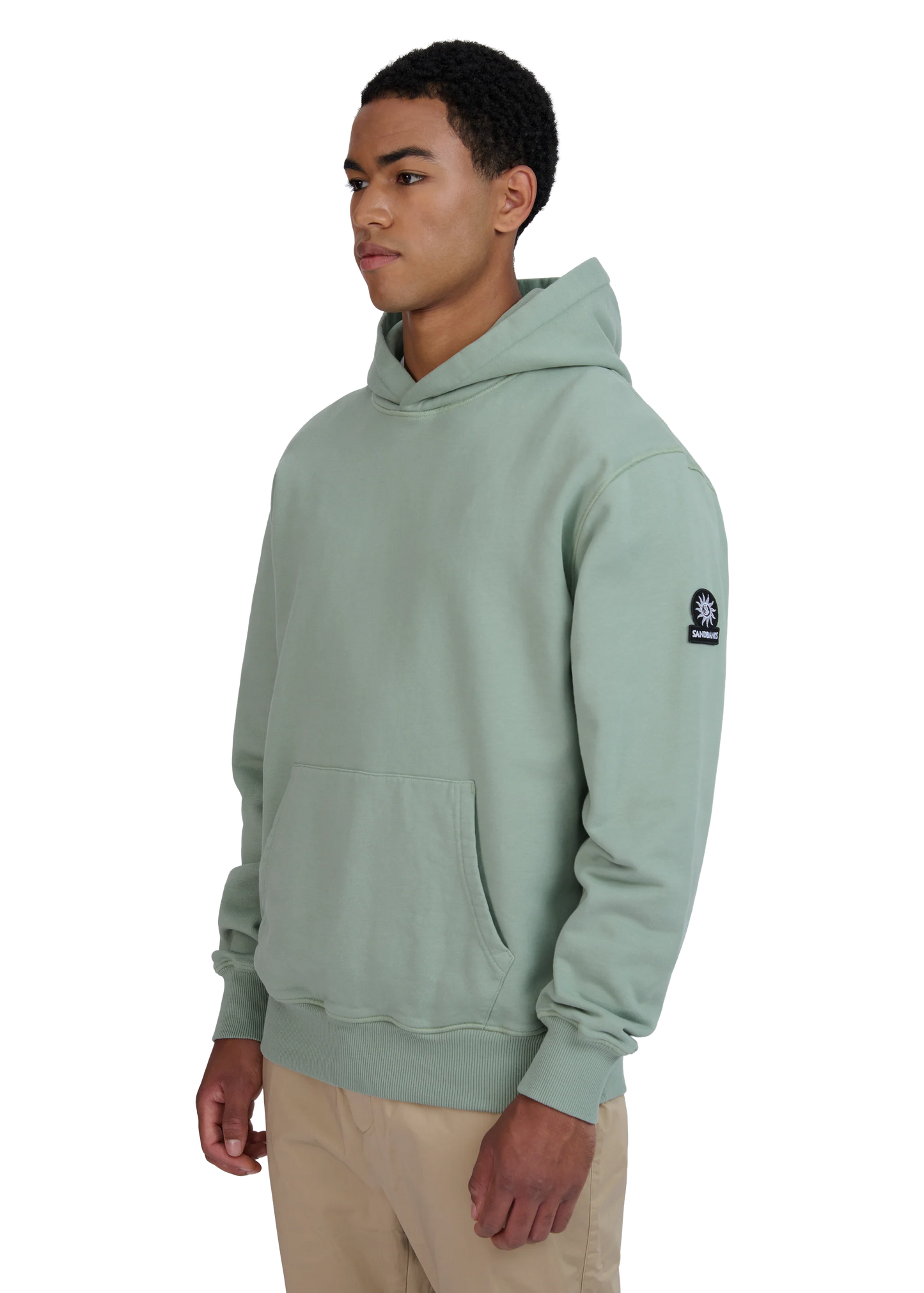 SANDBANKS BADGE LOGO COTTON FLEECE HOODIE SWEATSHIRT SAGE GREEN 3XL RRP £185 NEW
