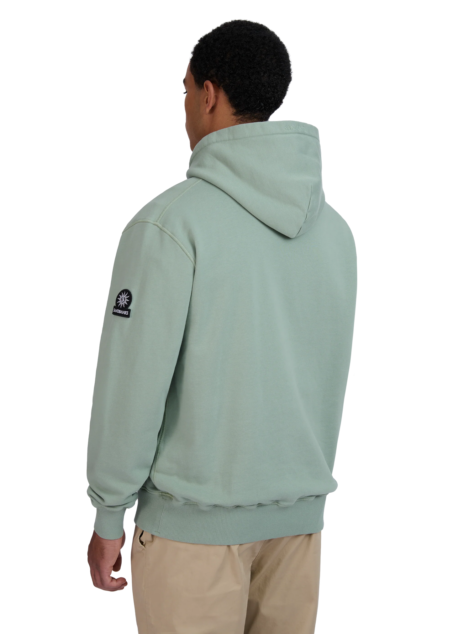 SANDBANKS BADGE LOGO COTTON FLEECE HOODIE SWEATSHIRT SAGE GREEN 3XL RRP £185 NEW