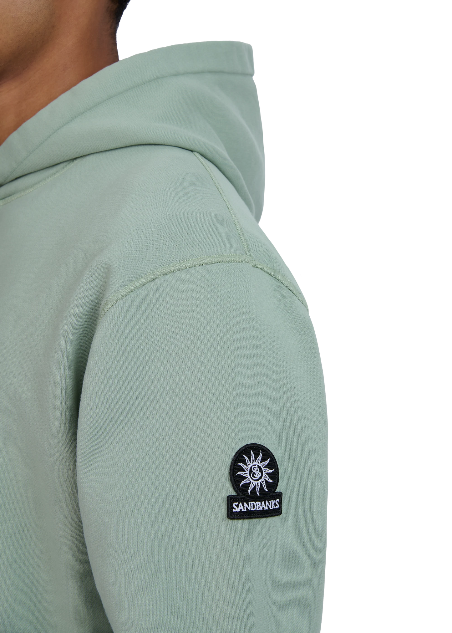 SANDBANKS BADGE LOGO COTTON FLEECE HOODIE SWEATSHIRT SAGE GREEN 3XL RRP £185 NEW