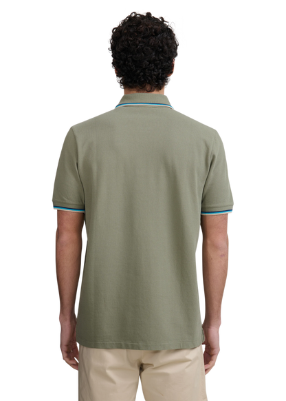 SANDBANKS TIPPED PIQUE COTTON BADGE LOGO POLO SHIRT ARMY GREEN 2XL RRP £115 BNWT