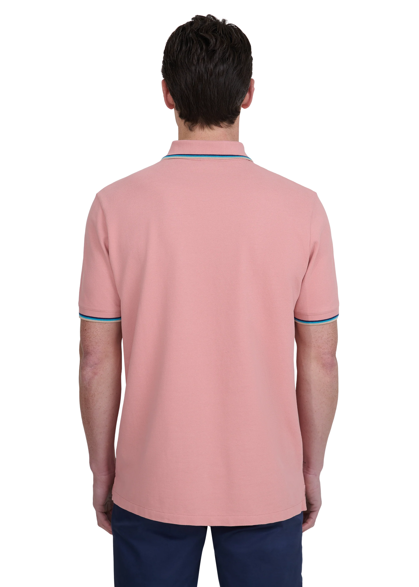 SANDBANKS TIPPED PIQUE COTTON BADGE LOGO POLO SHIRT DUSTY PINK XL RRP £115 BNWT