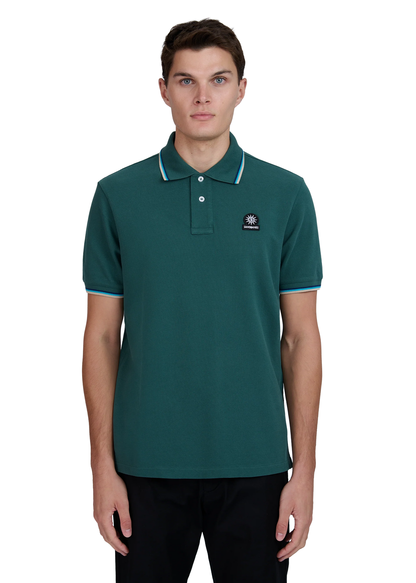 SANDBANKS TIPPED PIQUE COTTON BADGE LOGO POLO SHIRT EMERALD GREEN 5XL RRP £115 BNWT