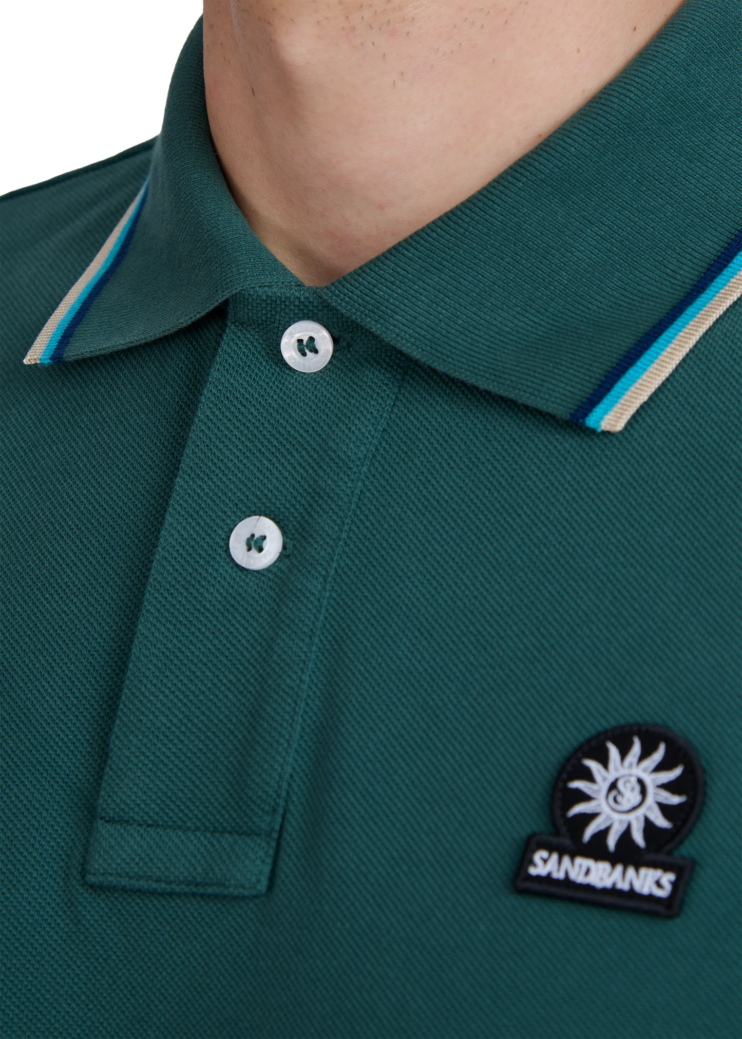 SANDBANKS TIPPED PIQUE COTTON BADGE LOGO POLO SHIRT EMERALD GREEN 5XL RRP £115 BNWT