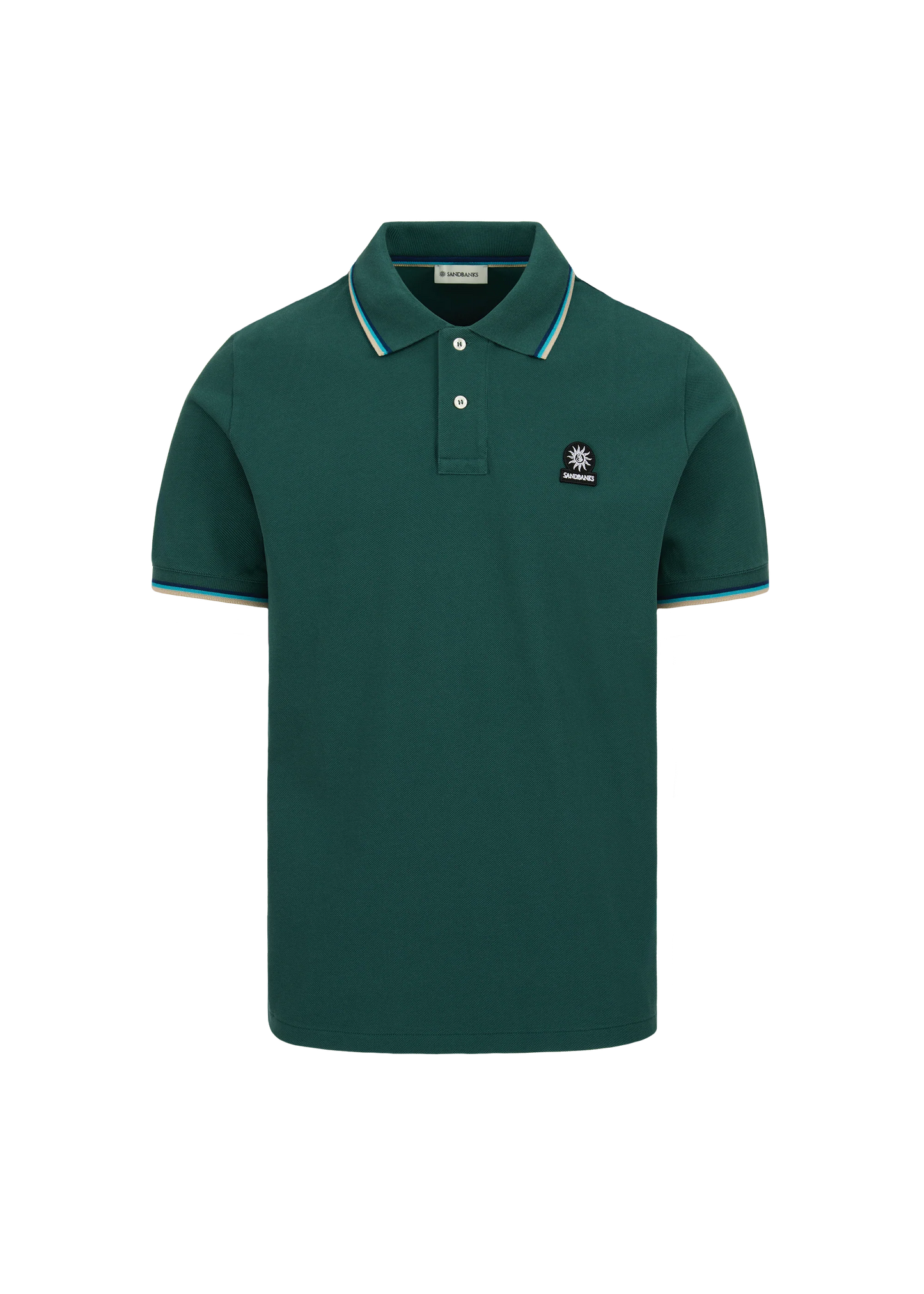 SANDBANKS TIPPED PIQUE COTTON BADGE LOGO POLO SHIRT EMERALD GREEN 5XL RRP £115 BNWT