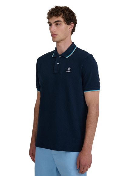 SANDBANKS TIPPED PIQUE COTTON BADGE LOGO POLO SHIRT NAVY 5XL RRP £115 BNWT