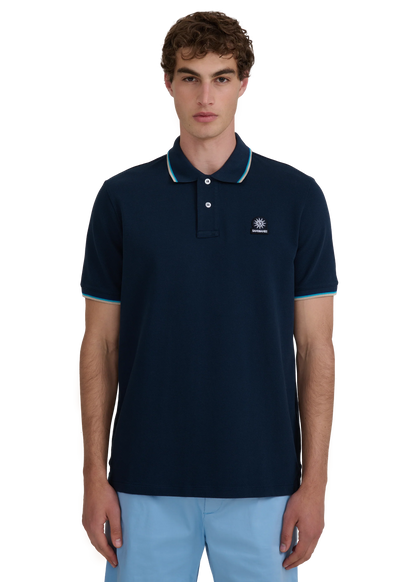 SANDBANKS TIPPED PIQUE COTTON BADGE LOGO POLO SHIRT NAVY 5XL RRP £115 BNWT