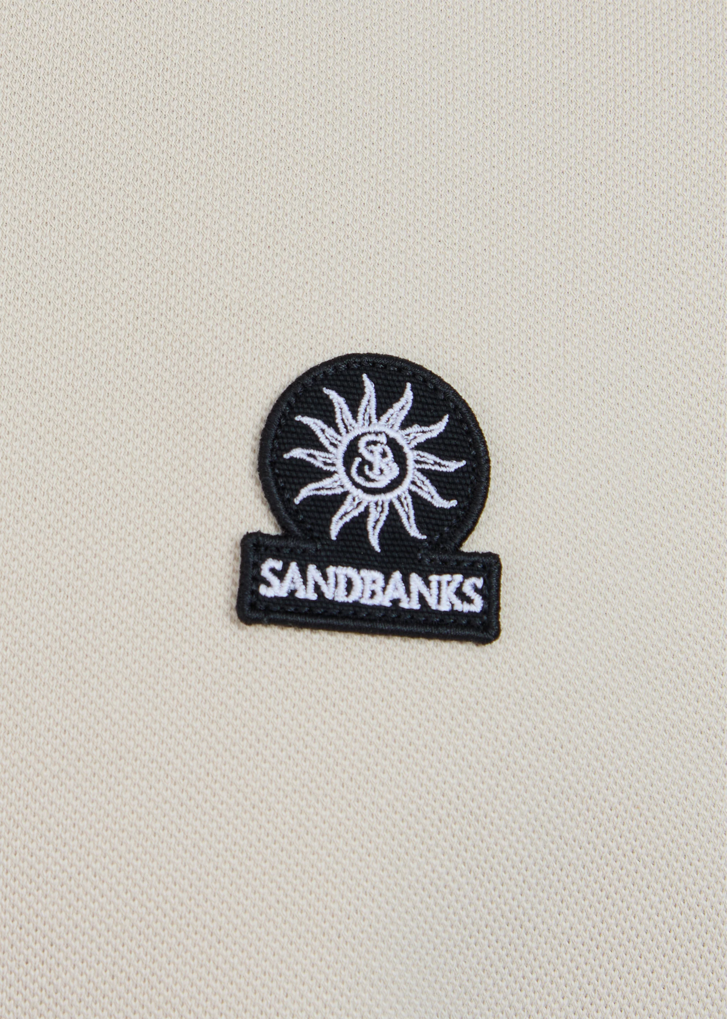 SANDBANKS TIPPED PIQUE COTTON BADGE LOGO POLO SHIRT STONE 2XL RRP £115 BNWT