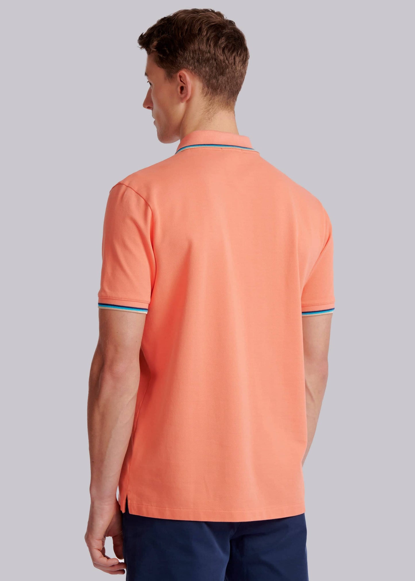 SANDBANKS BADGE LOGO TIPPED POLO SHIRT CORAL ORANGE RRP £115 BNWT