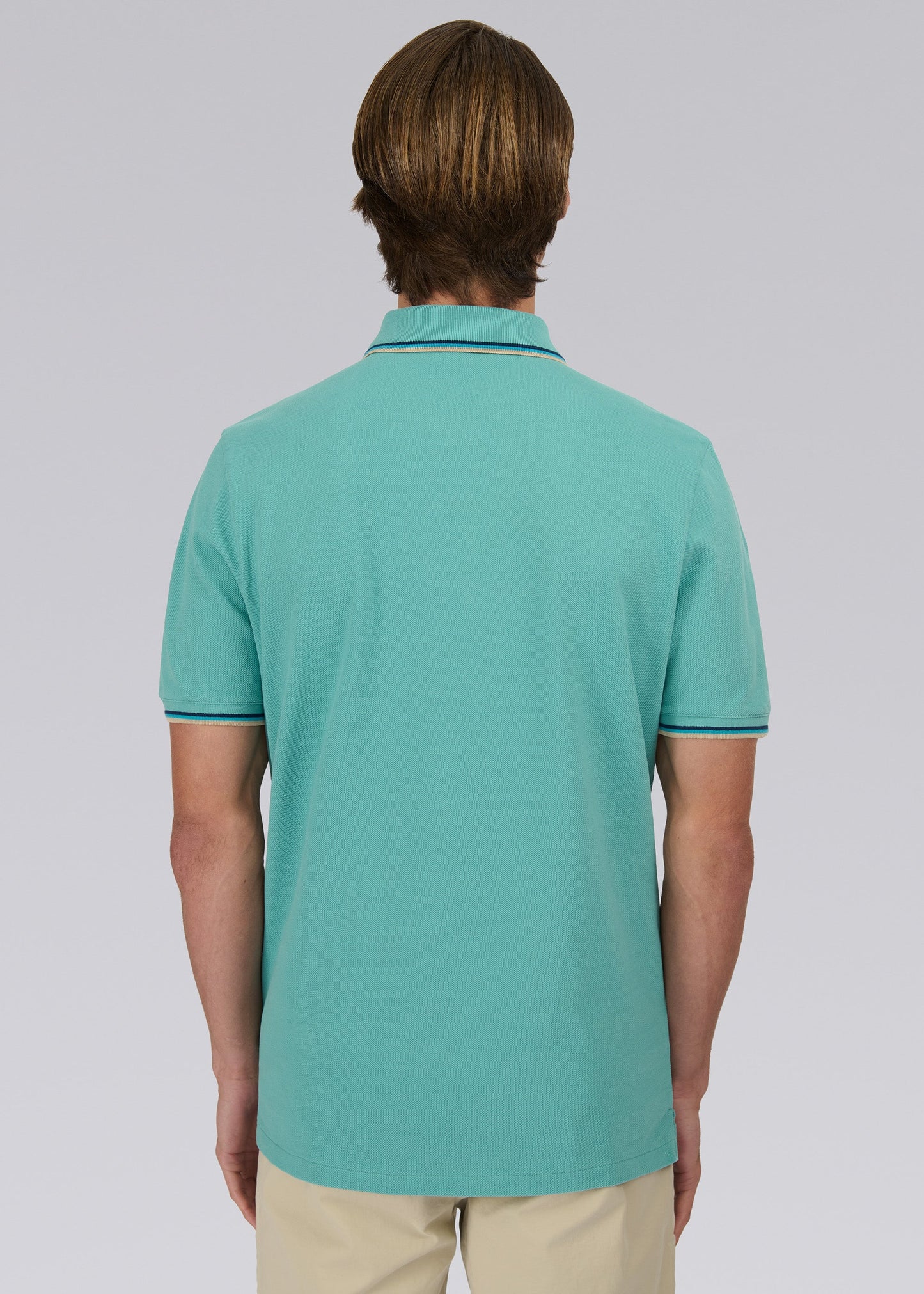 SANDBANKS BADGE LOGO TIPPED POLO SHIRT TURQUOISE RRP £115 BNWT