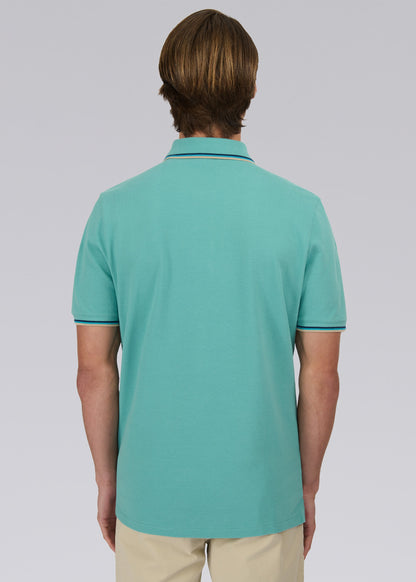 SANDBANKS BADGE LOGO TIPPED POLO SHIRT TURQUOISE RRP £115 BNWT