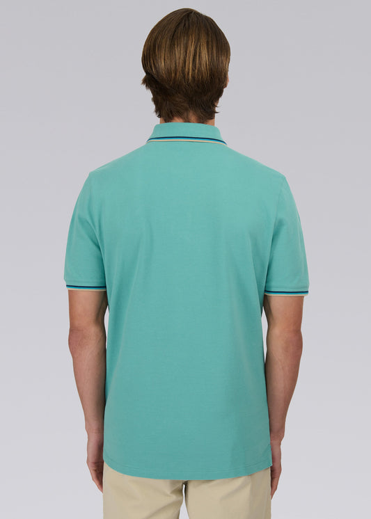SANDBANKS BADGE LOGO TIPPED POLO SHIRT TURQUOISE RRP £115 BNWT