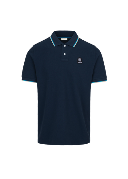 SANDBANKS TIPPED PIQUE COTTON BADGE LOGO POLO SHIRT NAVY 5XL RRP £115 BNWT