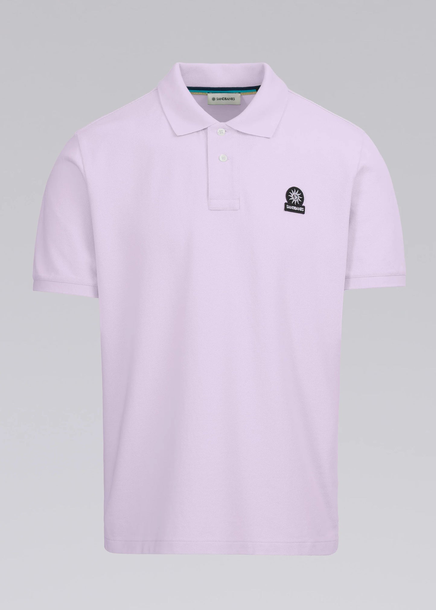 SANDBANKS BADGE LOGO PIQUE COTTON POLO SHIRT LILAC RRP £110 BNWT
