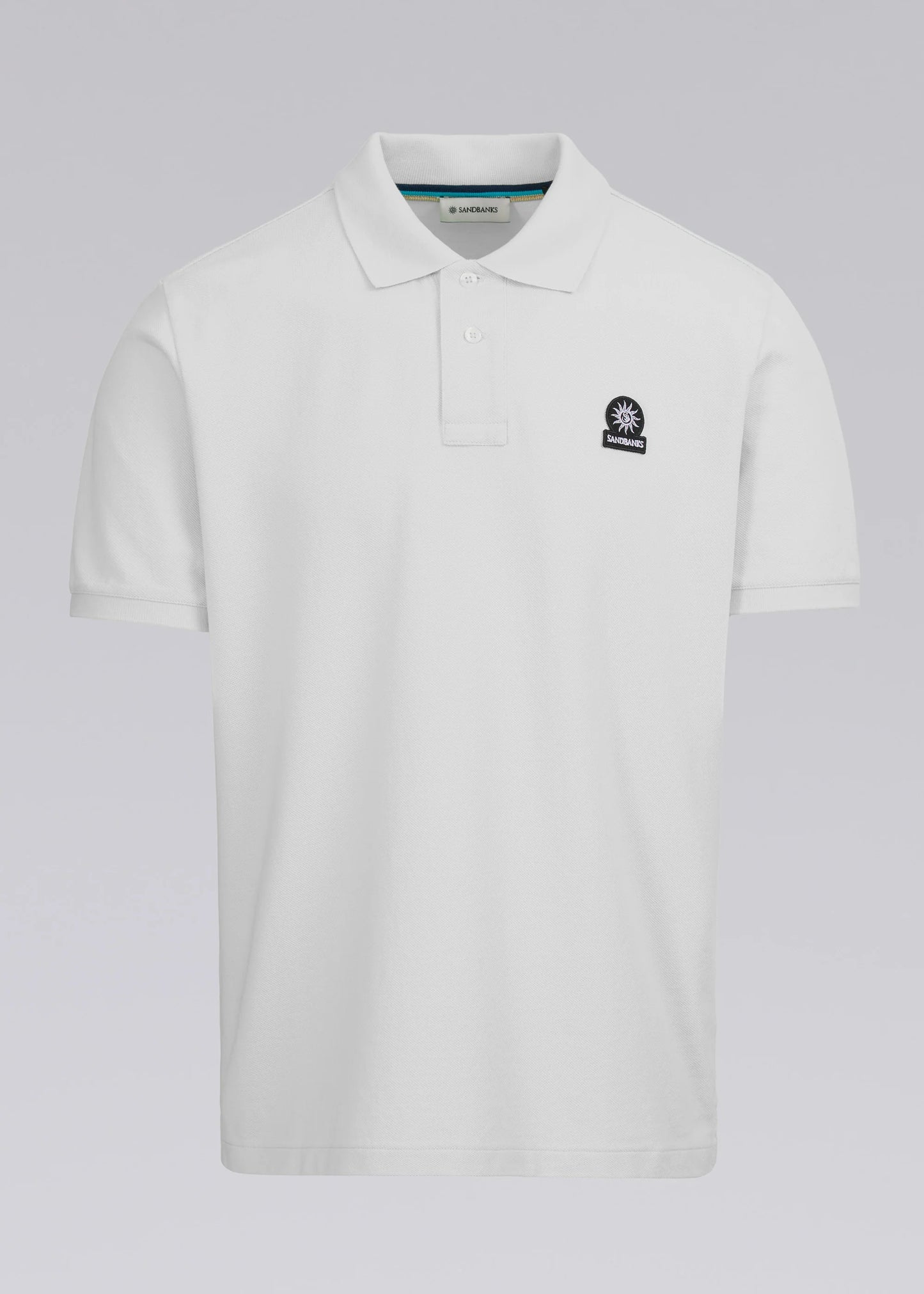 SANDBANKS BADGE LOGO POLO SHIRT WHITE LARGE RRP £110 BNWT