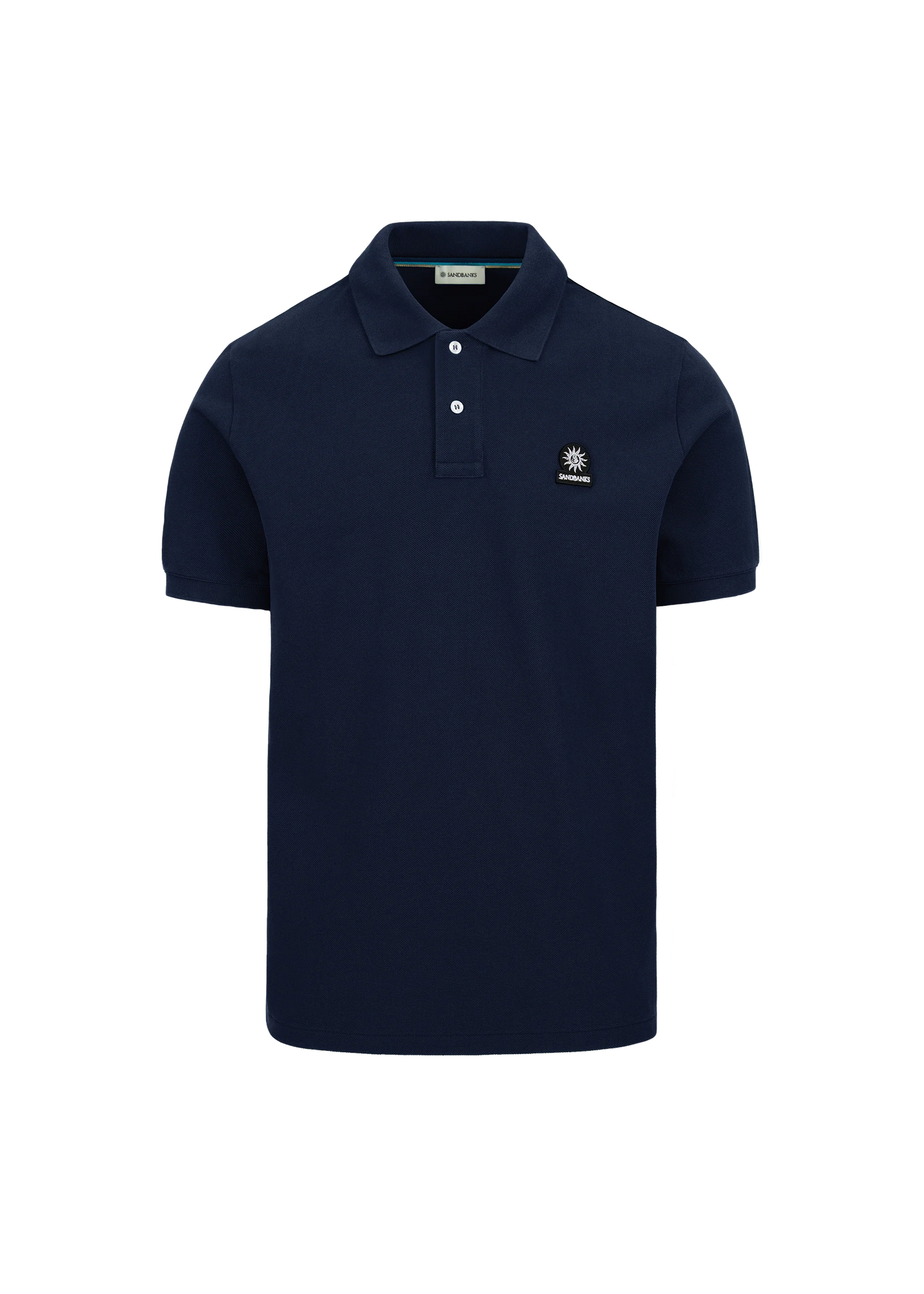 SANDBANKS BADGE LOGO POLO SHIRT NAVY BLUE MEDIUM RRP £115 BNWT