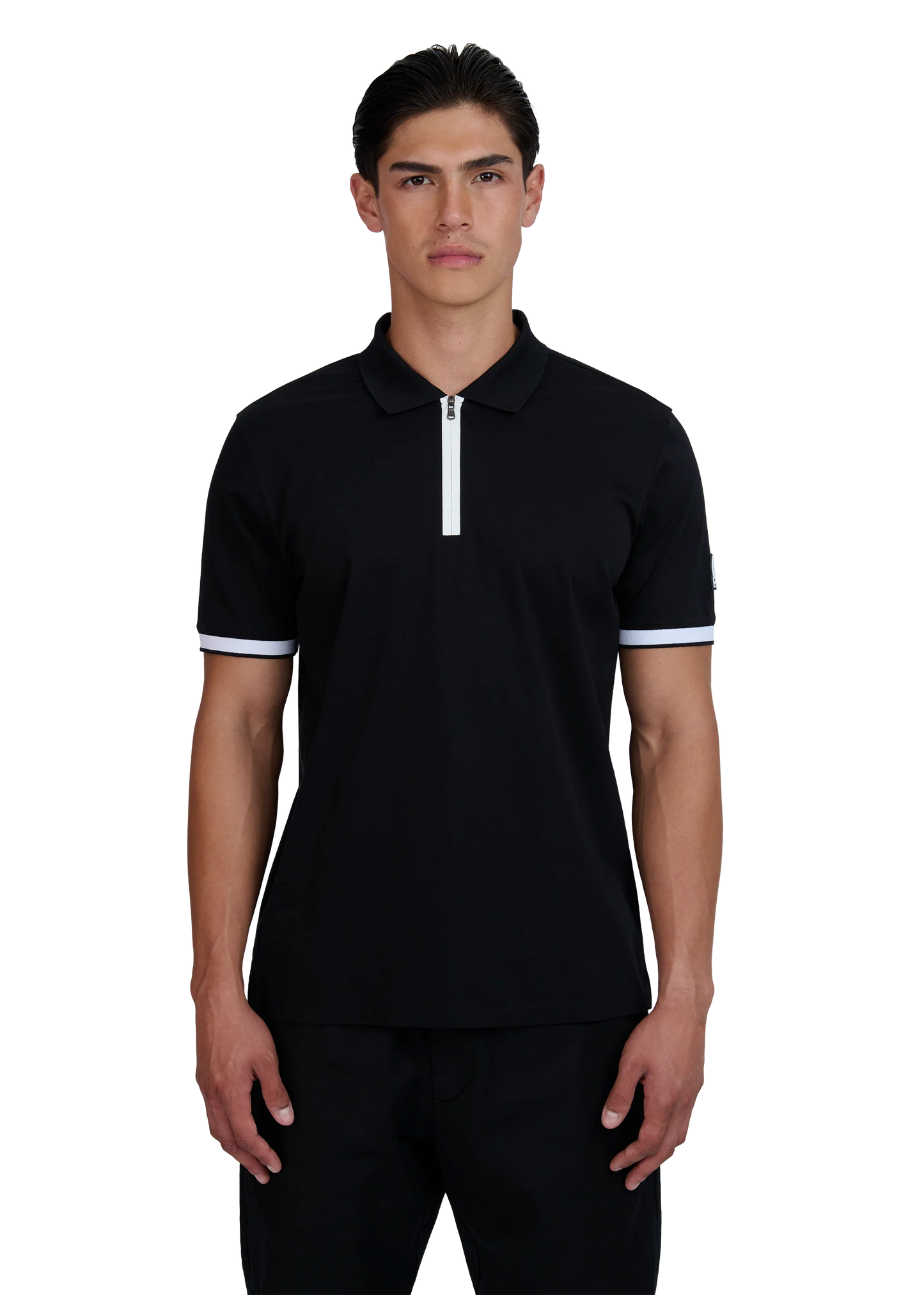 SANDBANKS SILICONE ZIP POLO SHIRT BLACK MEDIUM RRP £150 BNWT