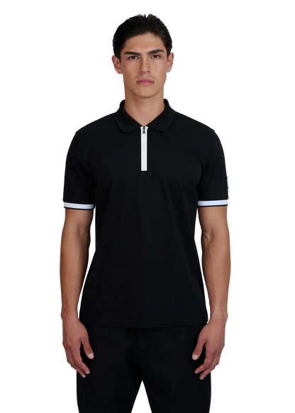 SANDBANKS SILICONE ZIP POLO SHIRT BLACK RRP £150 BNWT
