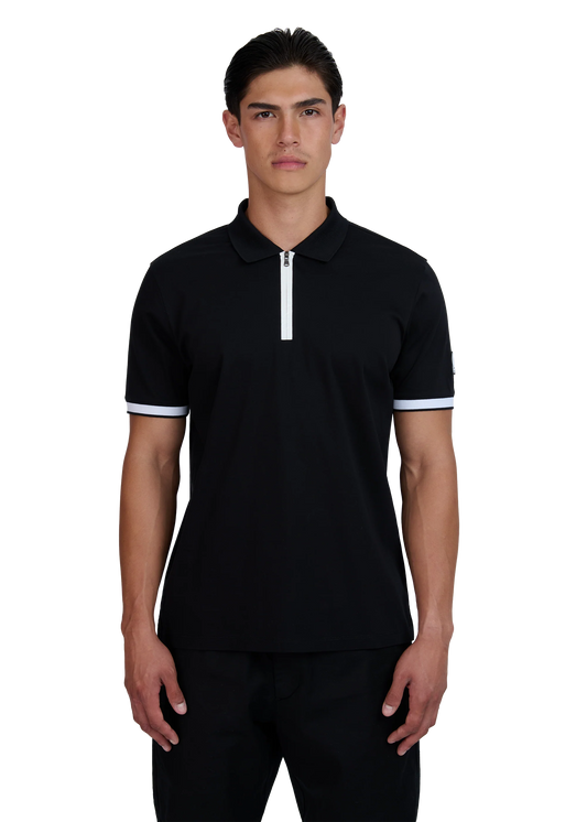 SANDBANKS SILICONE ZIP POLO SHIRT BLACK RRP £150 BNWT