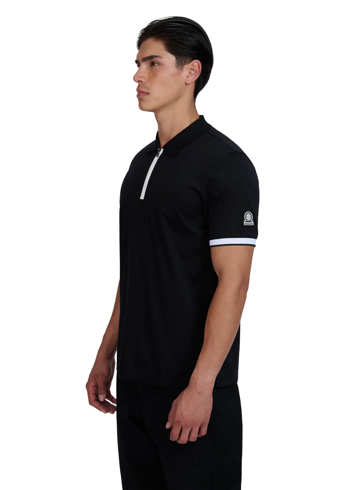 SANDBANKS SILICONE ZIP POLO SHIRT BLACK MEDIUM RRP £150 BNWT