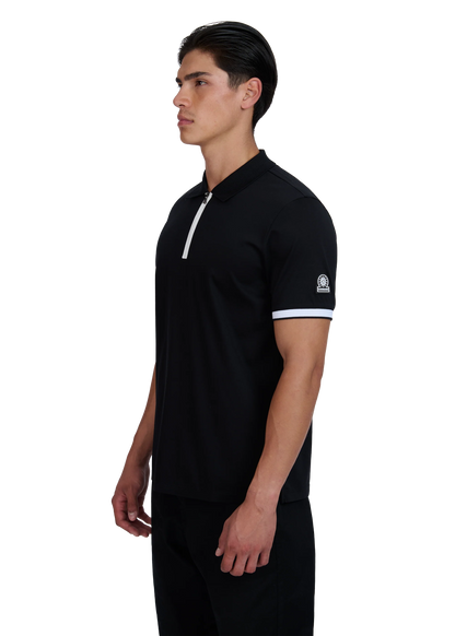 SANDBANKS SILICONE ZIP POLO SHIRT BLACK RRP £150 BNWT