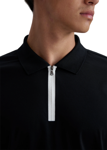 SANDBANKS SILICONE ZIP POLO SHIRT BLACK RRP £150 BNWT