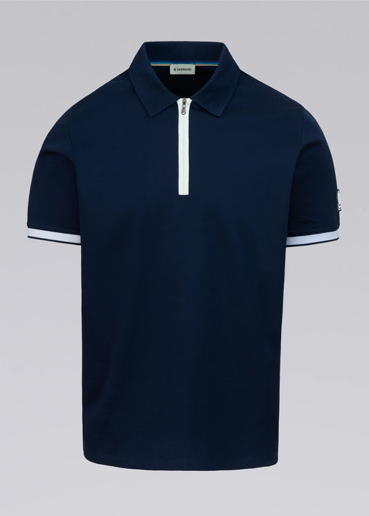 SANDBANKS SILICONE ZIP POLO SHIRT NAVY BLUE RRP £150 BNWT