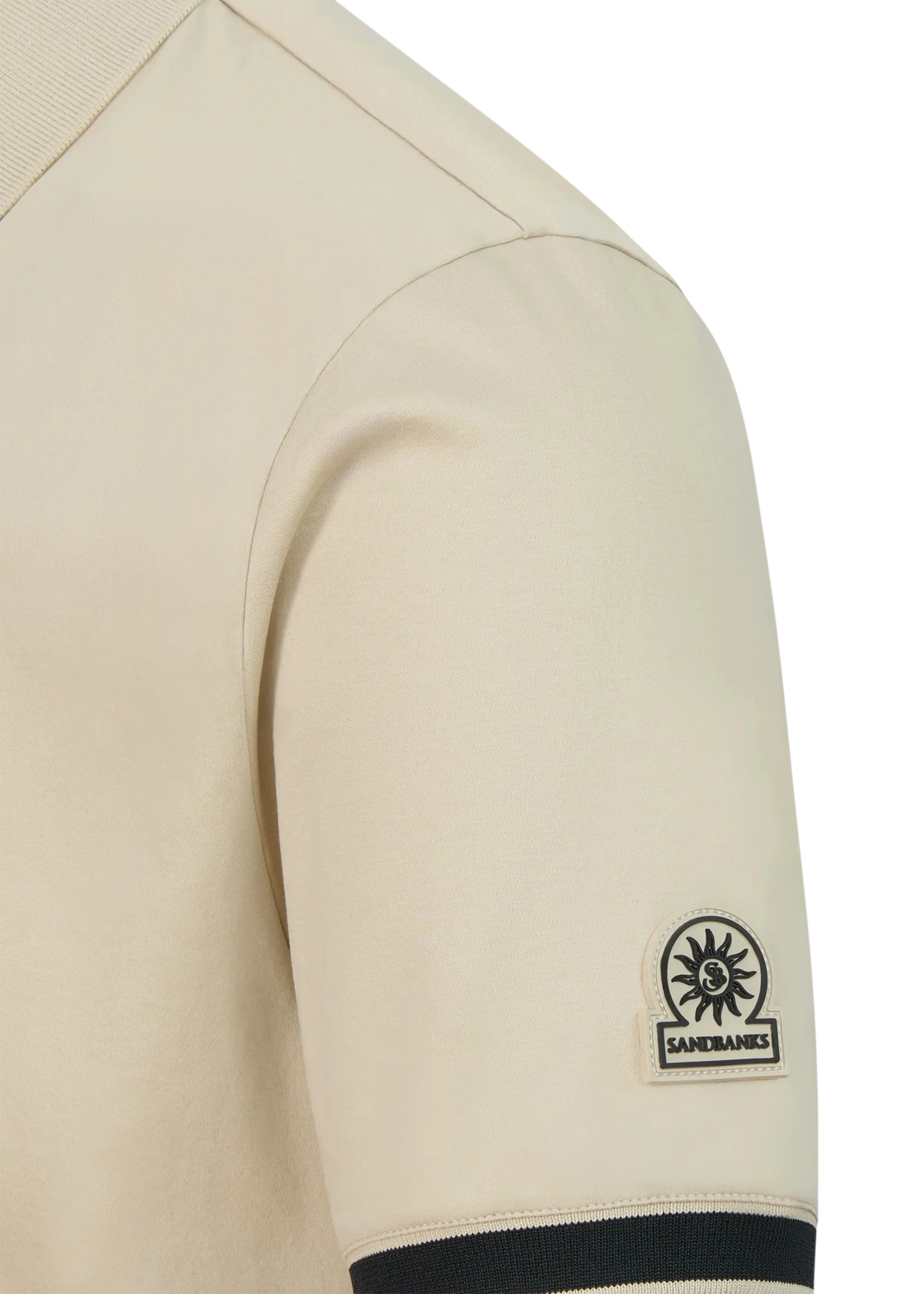 SANDBANKS SILICONE ZIP INTERLOCK COTTON POLO SHIRT STONE XL RRP £150 BNWT